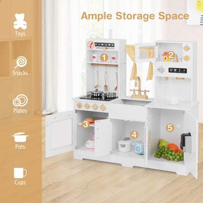 Pretend Play Kitchen for Kids with Coffee Maker-White