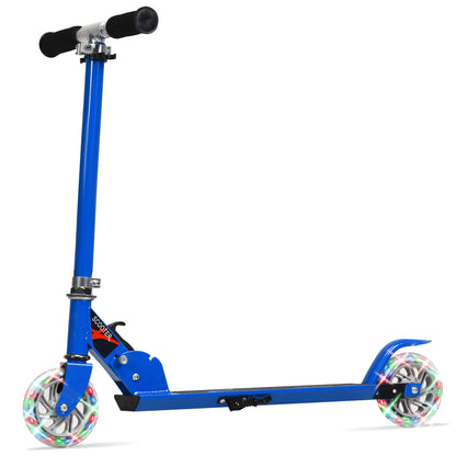 Folding Aluminum Kids Kick Scooter with LED Lights-Blue