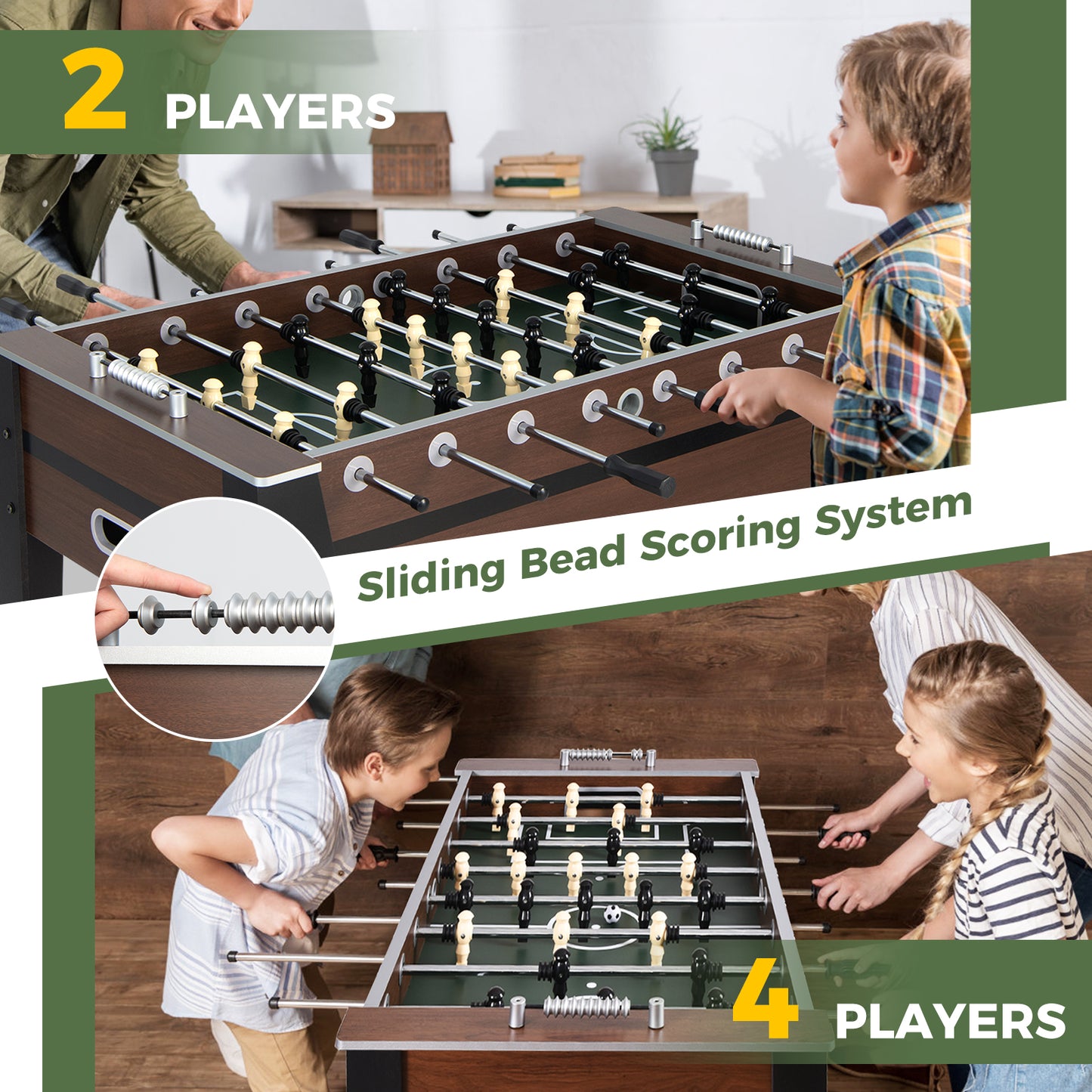 54 Inch Indoor Competition Game Soccer Table Kids Crystal