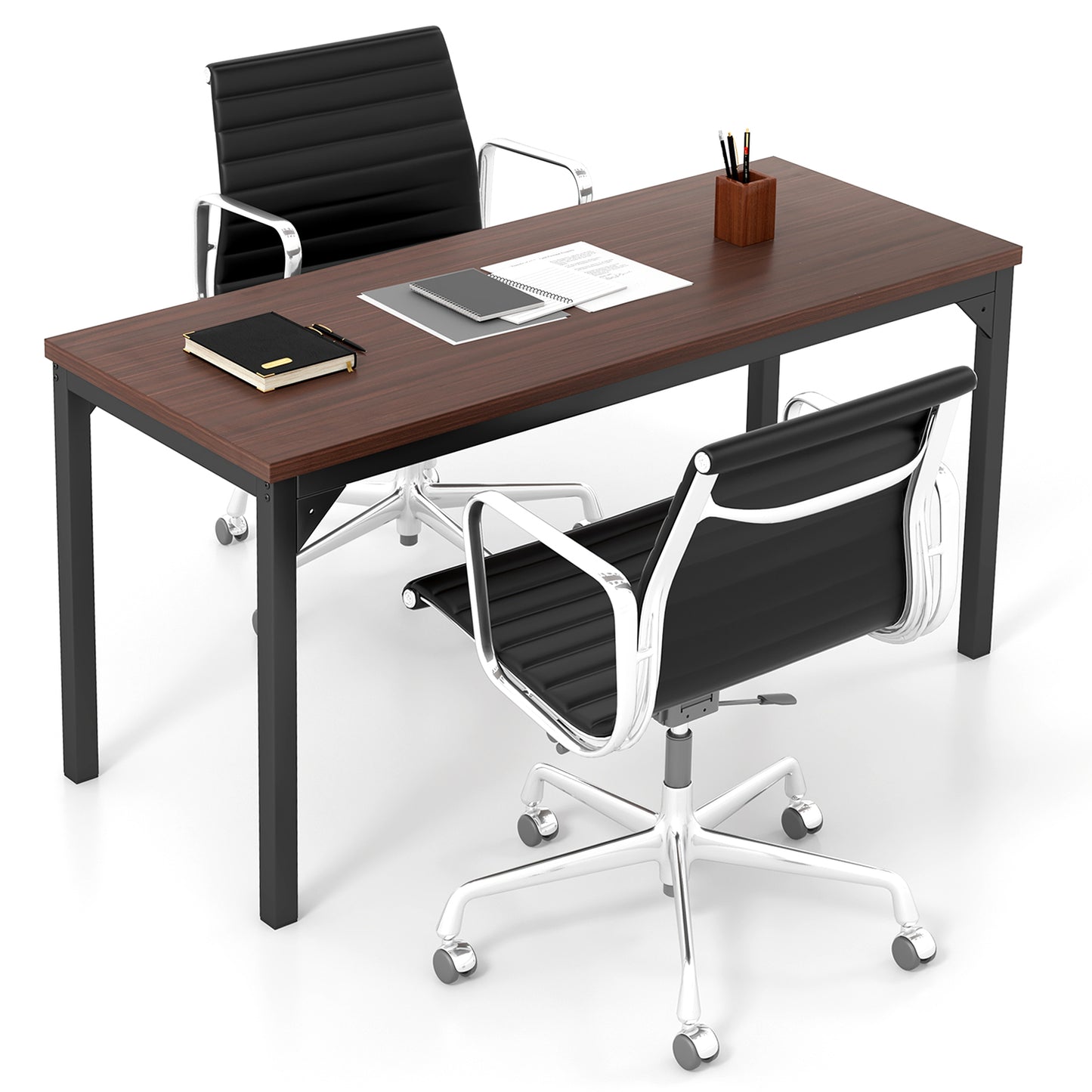 55 Inch Conference Table with Heavy-duty Metal Frame-Brown Kids Crystal