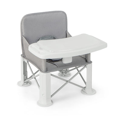 Portable Baby Booster Seat with Straps and Double Tray-Gray
