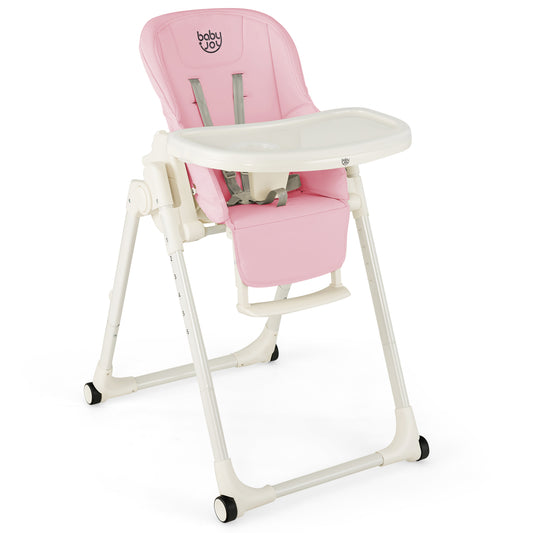 4-in-1 Baby High Chair with 6 Adjustable Heights-Pink Kids Crystal
