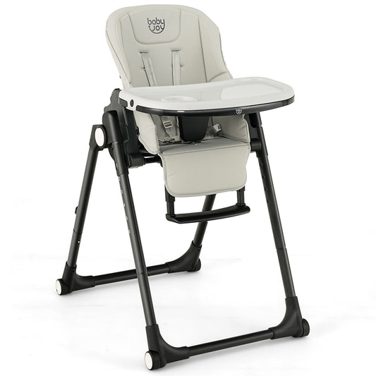 4-in-1 Baby High Chair with 6 Adjustable Heights-Gray Kids Crystal