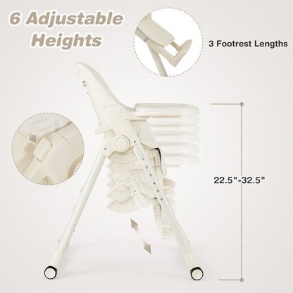 4-in-1 Baby High Chair with 6 Adjustable Heights-Beige