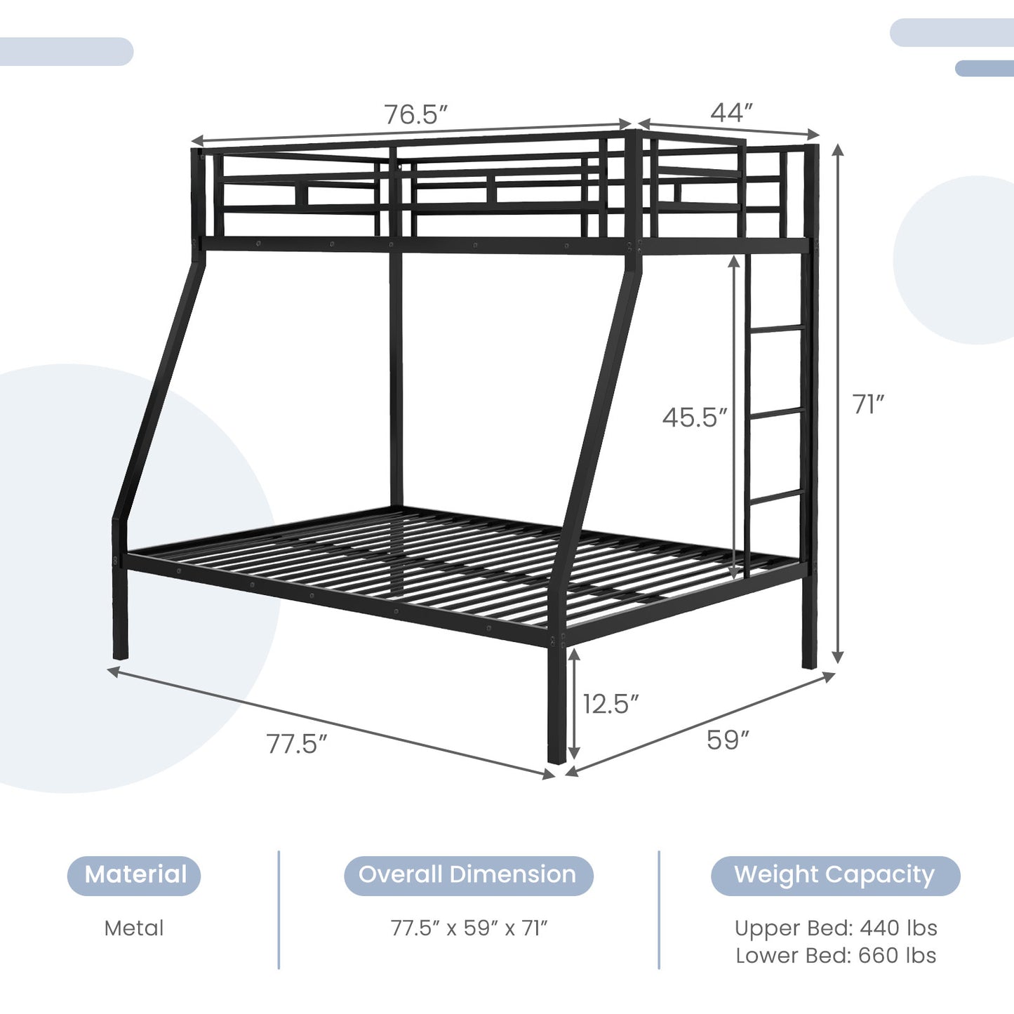 Space-saving Metal Slatted Bed Frame for Teens and Adults Noise-free No Box Spring Needed-Black Kids Crystal