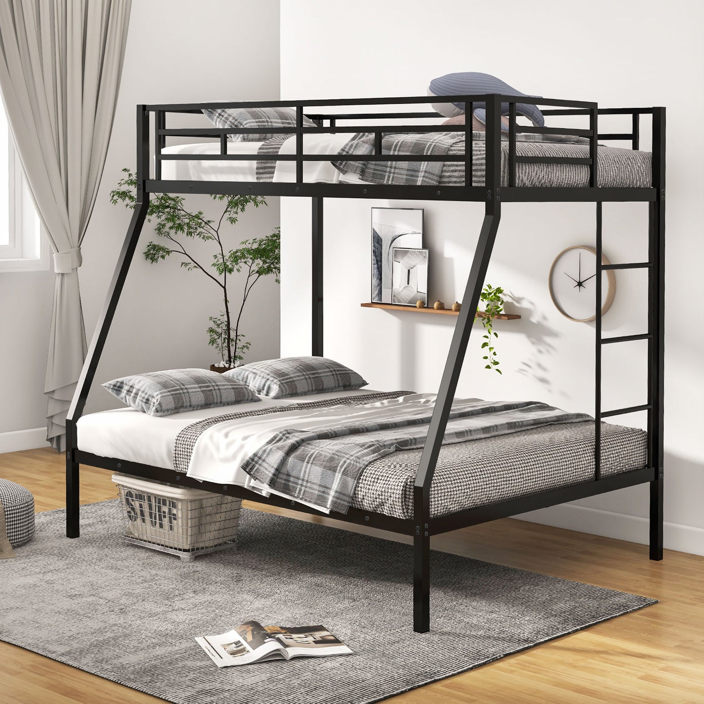 Space-saving Metal Slatted Bed Frame for Teens and Adults Noise-free No Box Spring Needed-Black Kids Crystal