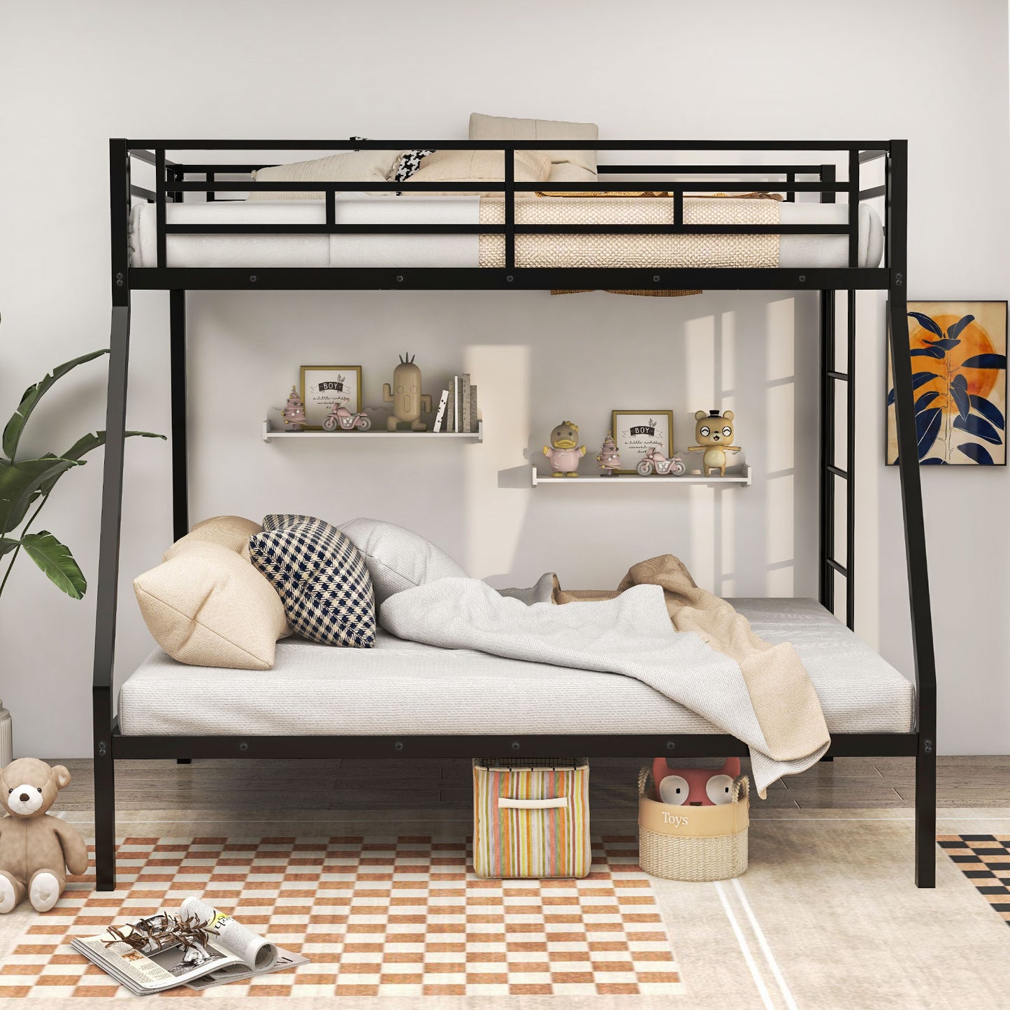 Space-saving Metal Slatted Bed Frame for Teens and Adults Noise-free No Box Spring Needed-Black Kids Crystal