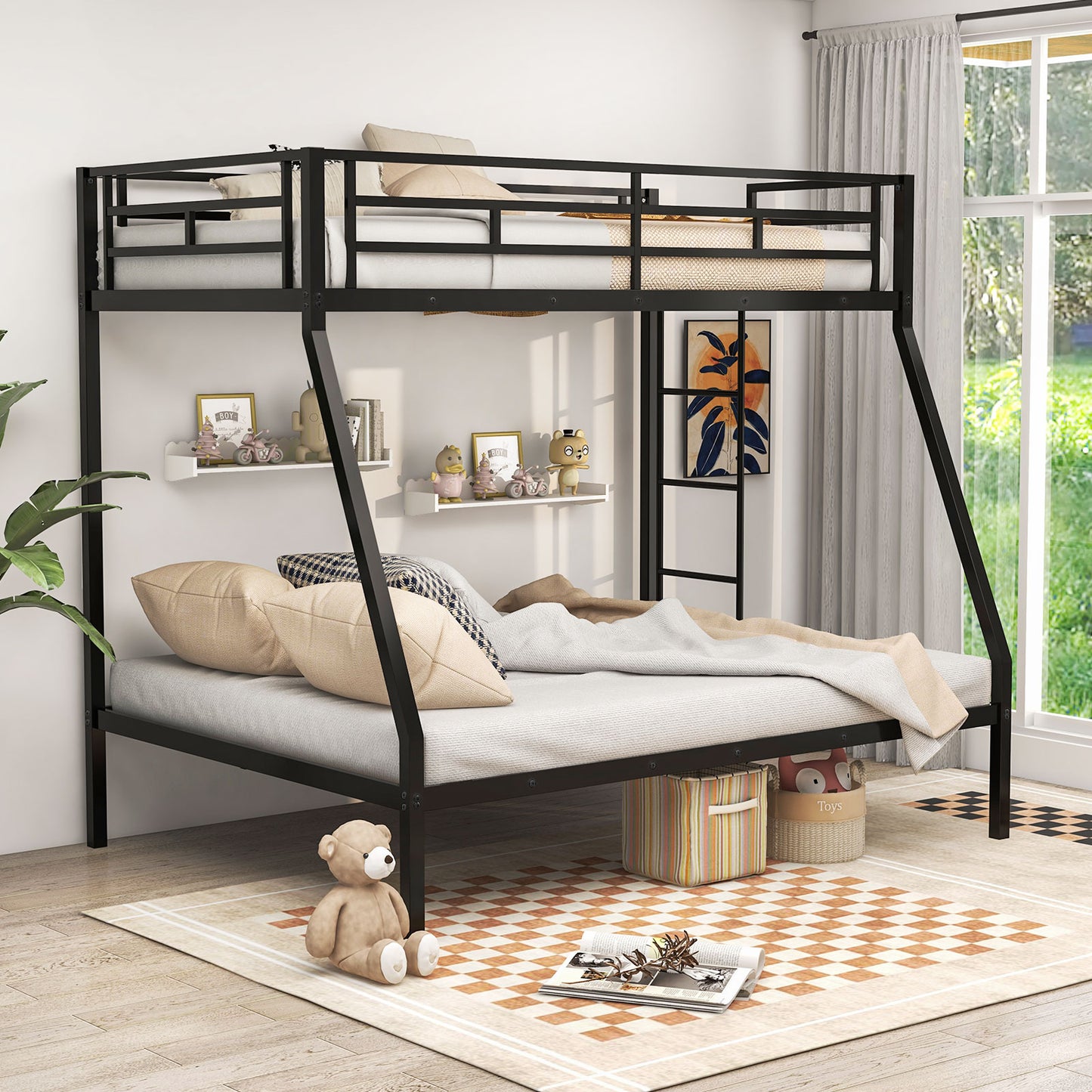 Space-saving Metal Slatted Bed Frame for Teens and Adults Noise-free No Box Spring Needed-Black Kids Crystal