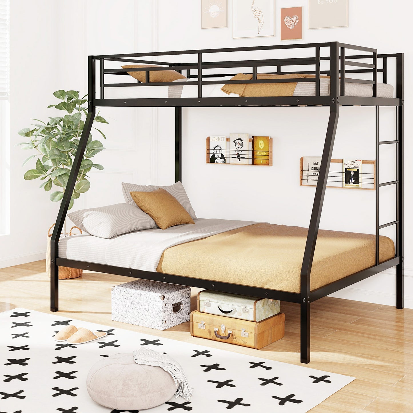 Space-saving Metal Slatted Bed Frame for Teens and Adults Noise-free No Box Spring Needed-Black Kids Crystal
