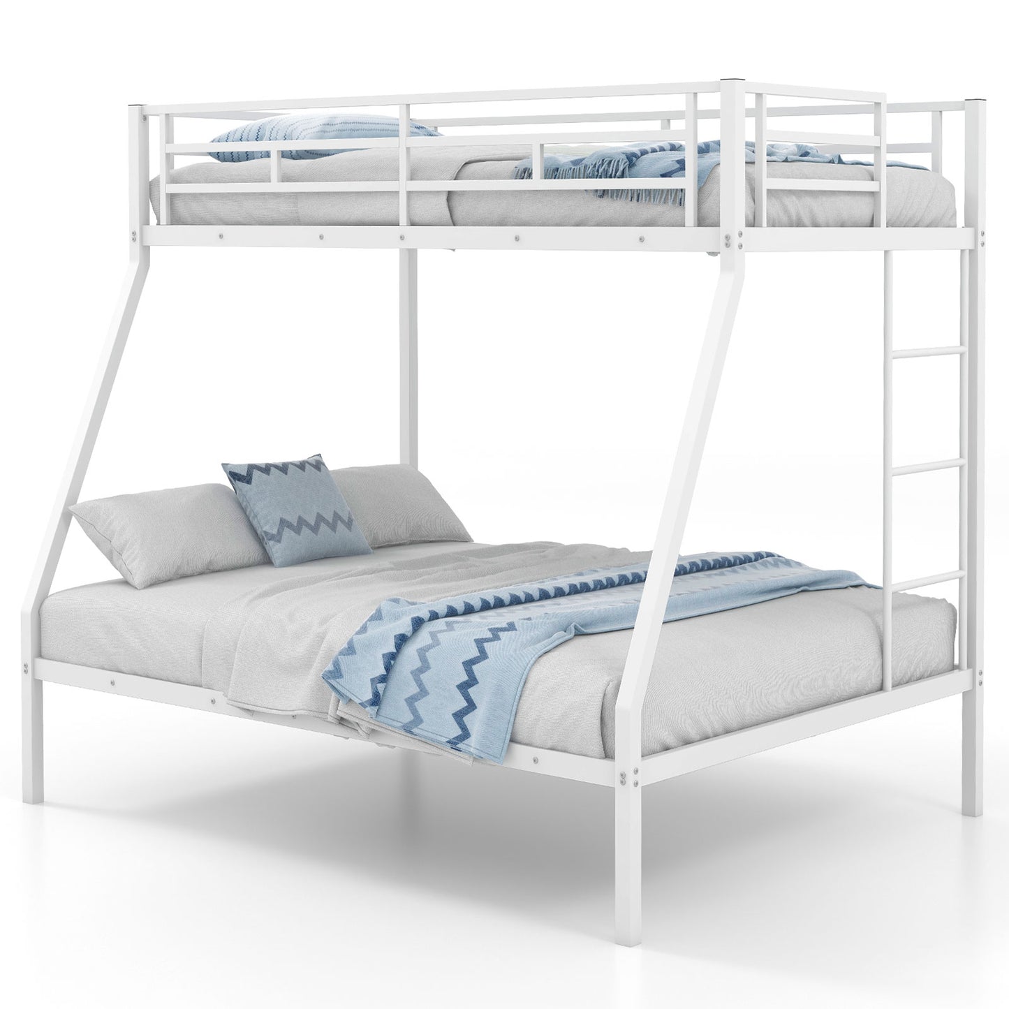 Space-saving Metal Slatted Bed Frame for Teens and Adults Noise-free No Box Spring Needed-White Kids Crystal