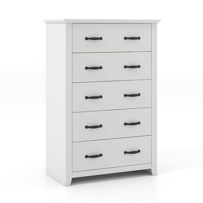 Tall Storage Dresser with 5 Pull-out Drawers for Bedroom Living Room-White