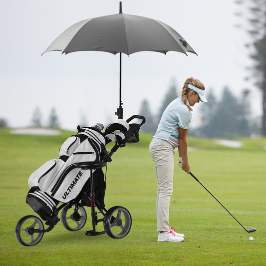3 Wheels Folding Golf Push Cart with Seat Scoreboard and Adjustable Handle-Gray Kids Crystal
