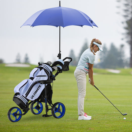 3 Wheels Folding Golf Push Cart with Seat Scoreboard and Adjustable Handle-Blue Kids Crystal