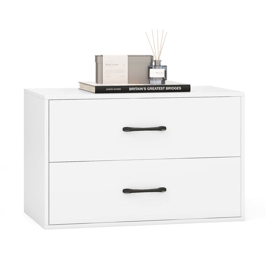 2-Drawer Stackable Horizontal Storage Cabinet Dresser Chest with Handles-White Kids Crystal