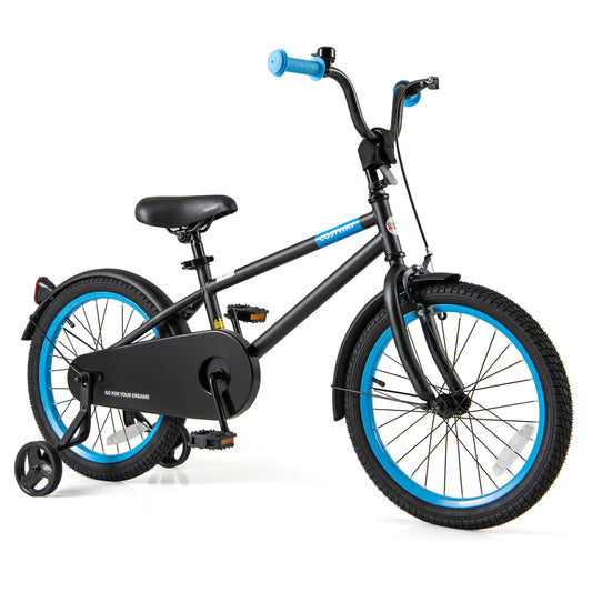 Kids Bike with Adjustable Handlebar and Saddle Black-18 Inches Kids Crystal