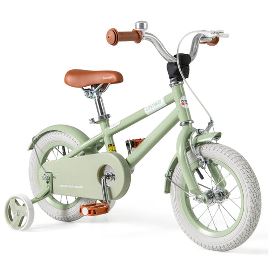 Kids Bike with Adjustable Handlebar and Saddle Green-12 Inches Kids Crystal