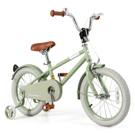 Kids Bike with Adjustable Handlebar and Saddle Green-16 Inches Kids Crystal