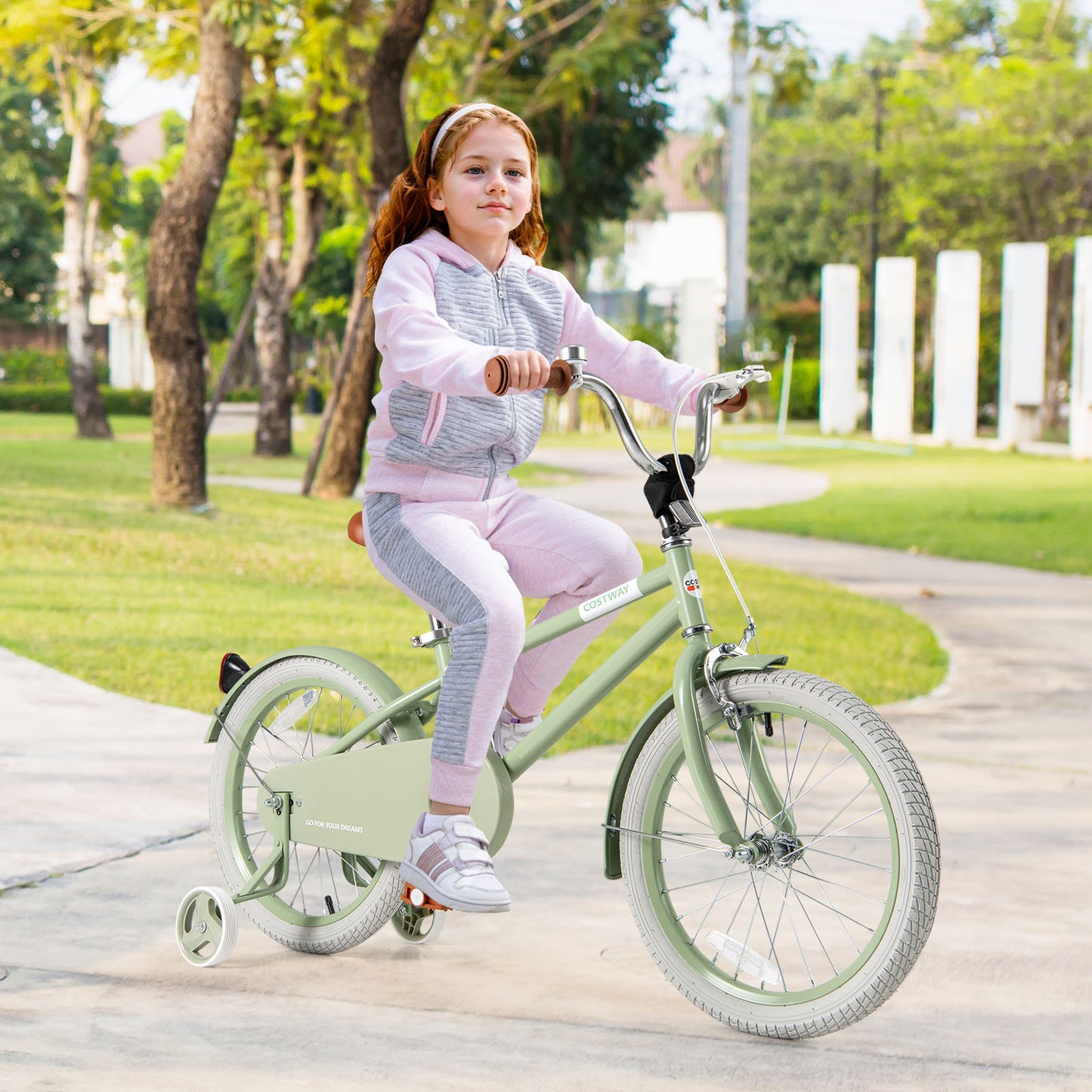 Kids Bike with Adjustable Handlebar and Saddle Green-18 Inches Kids Crystal