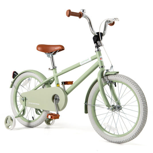 Kids Bike with Adjustable Handlebar and Saddle Green-18 Inches Kids Crystal