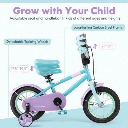 Kids Bike with Adjustable Handlebar and Saddle Purple-12 Inches