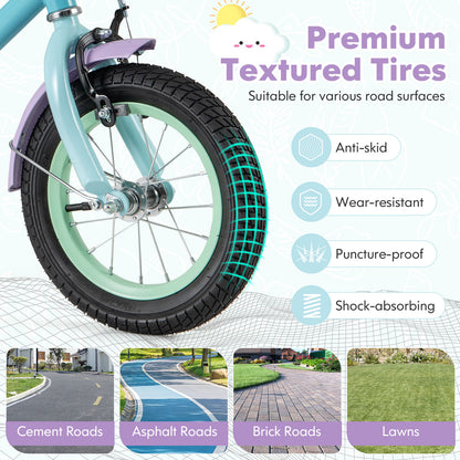 Kids Bike with Adjustable Handlebar and Saddle Purple-12 Inches