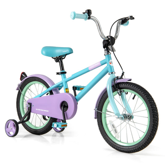 Kids Bike with Adjustable Handlebar and Saddle Purple-16 Inches Kids Crystal