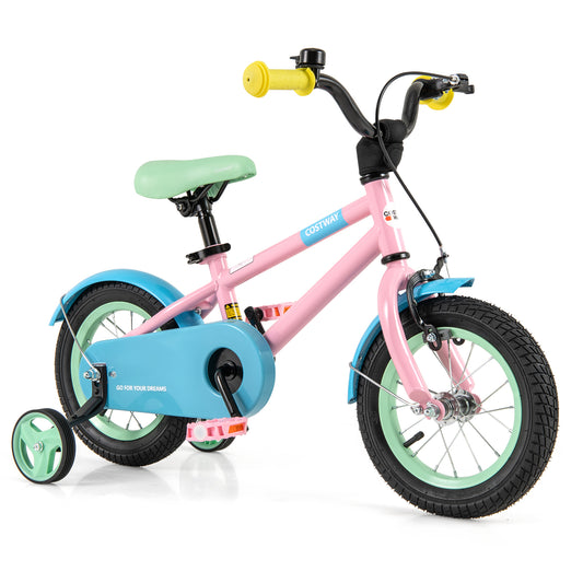 Kids Bike with Adjustable Handlebar and Saddle Pink-12 Inches Kids Crystal