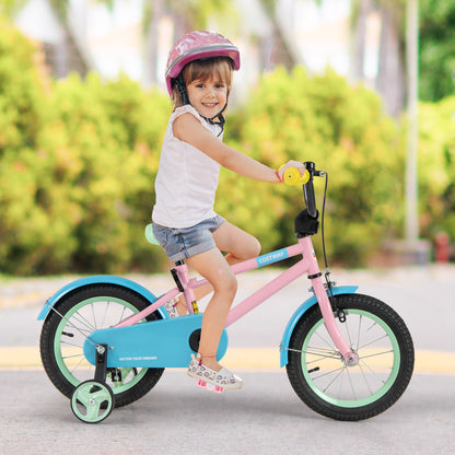 Kid's Bike with Adjustable Handlebar and Saddle Pink-14 Inches