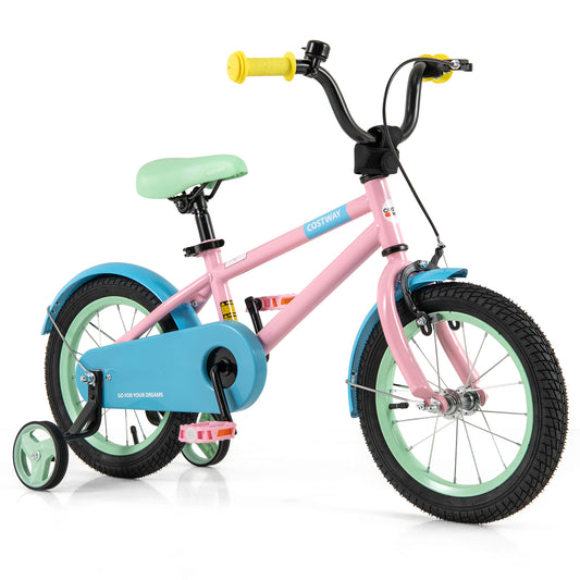 Kid's Bike with Adjustable Handlebar and Saddle Pink-14 Inches Kids Crystal
