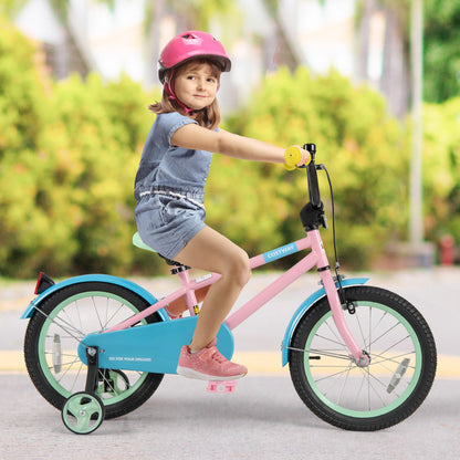 Kids Bike with Adjustable Handlebar and Saddle Pink-16 Inches