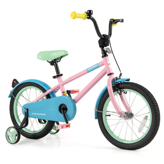 Kids Bike with Adjustable Handlebar and Saddle Pink-16 Inches Kids Crystal