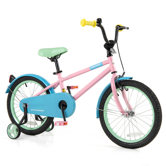 Kids Bike with Adjustable Handlebar and Saddle Pink-18 Inches Kids Crystal