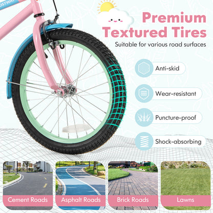 Kids Bike with Adjustable Handlebar and Saddle Pink-18 Inches