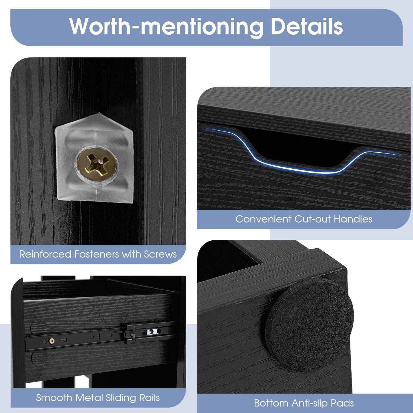 3-Cube Bookcase 2-tier Wooden Storage Shelf with Pull-out Drawer-Black Kids Crystal