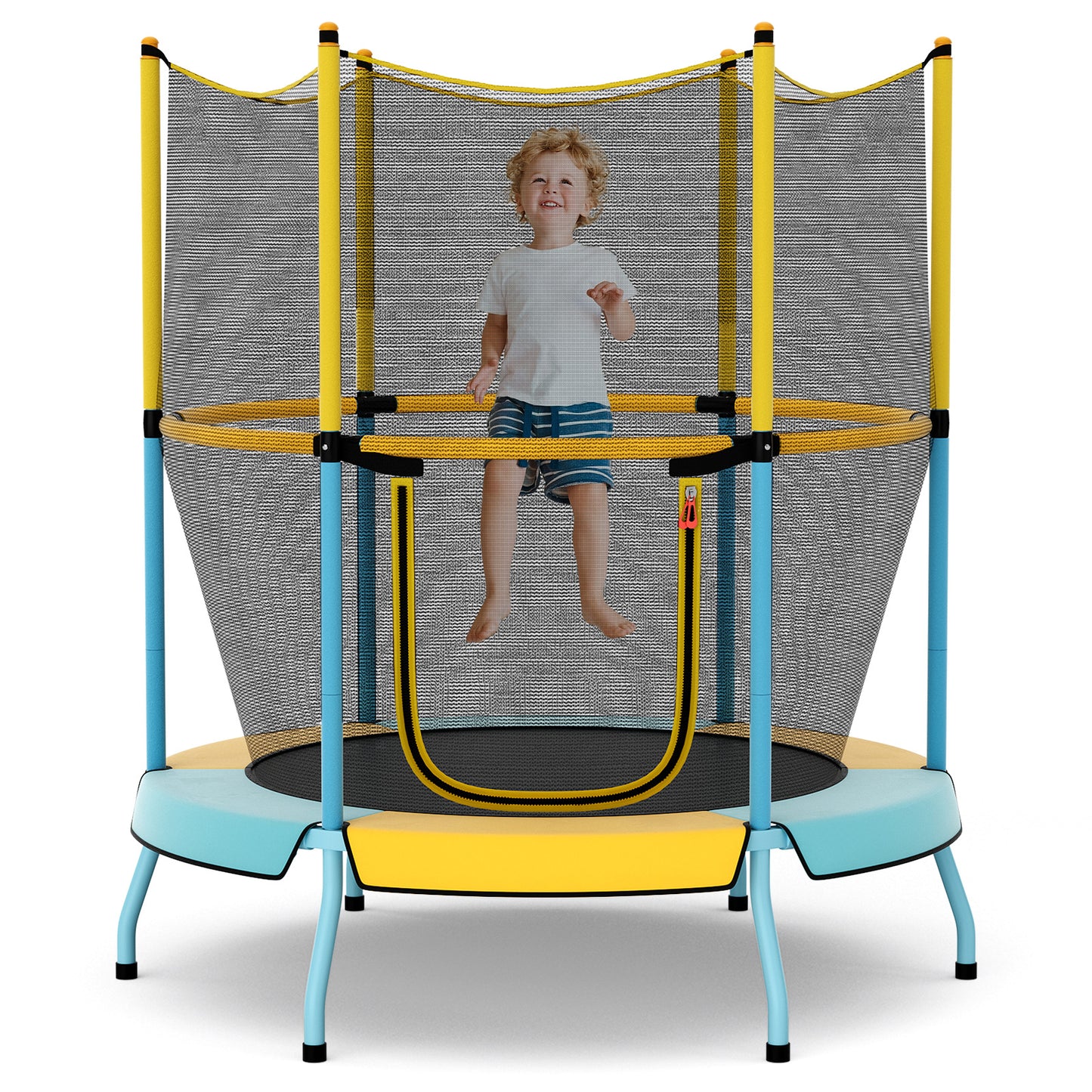 48 Inch Toddler Trampoline with Safety Enclosure Net-Yellow Kids Crystal