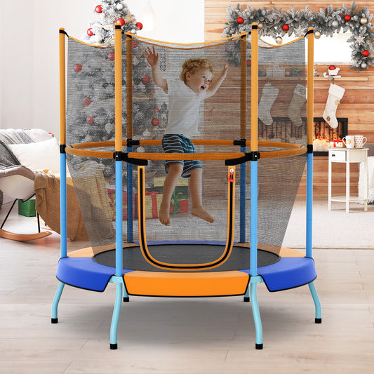 48 Inch Toddler Trampoline with Safety Enclosure Net-Orange Kids Crystal