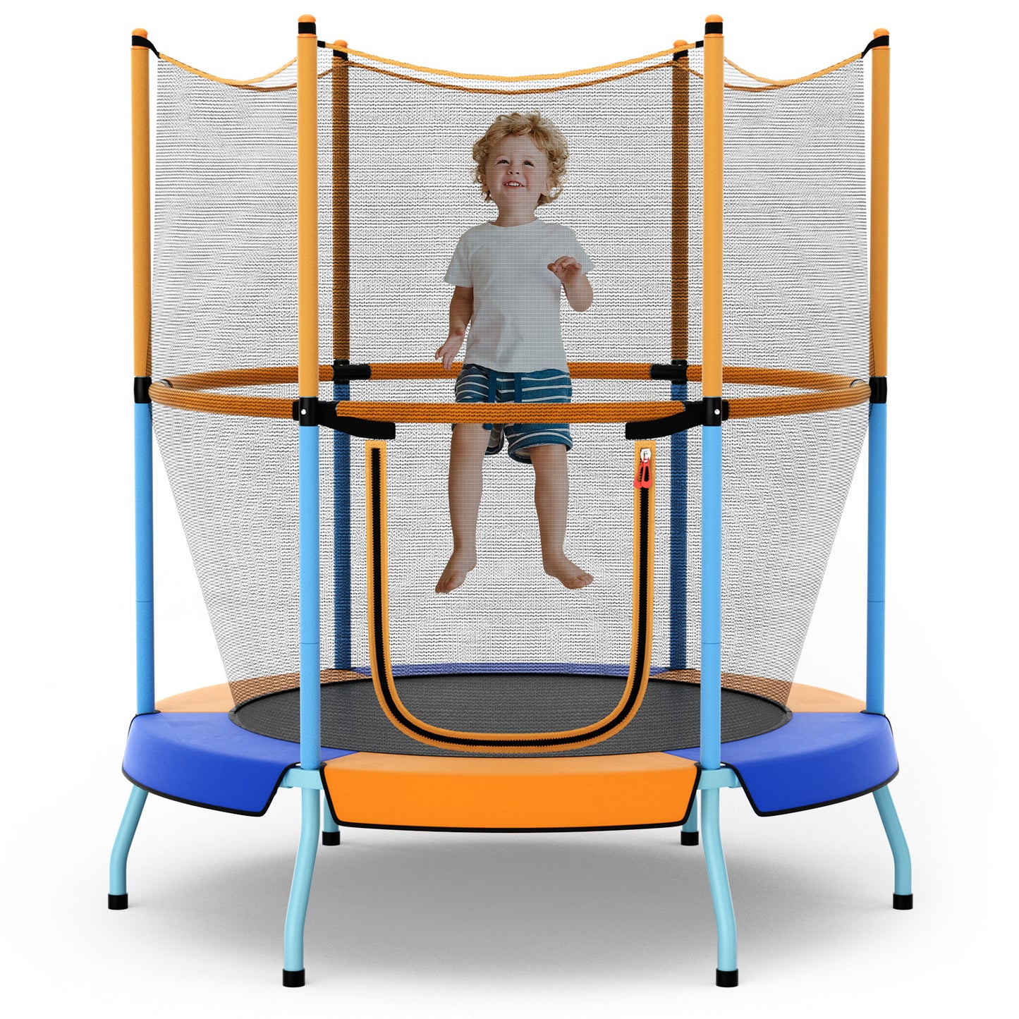 48 Inch Toddler Trampoline with Safety Enclosure Net-Orange Kids Crystal