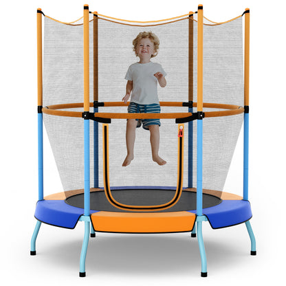 48 Inch Toddler Trampoline with Safety Enclosure Net-Orange