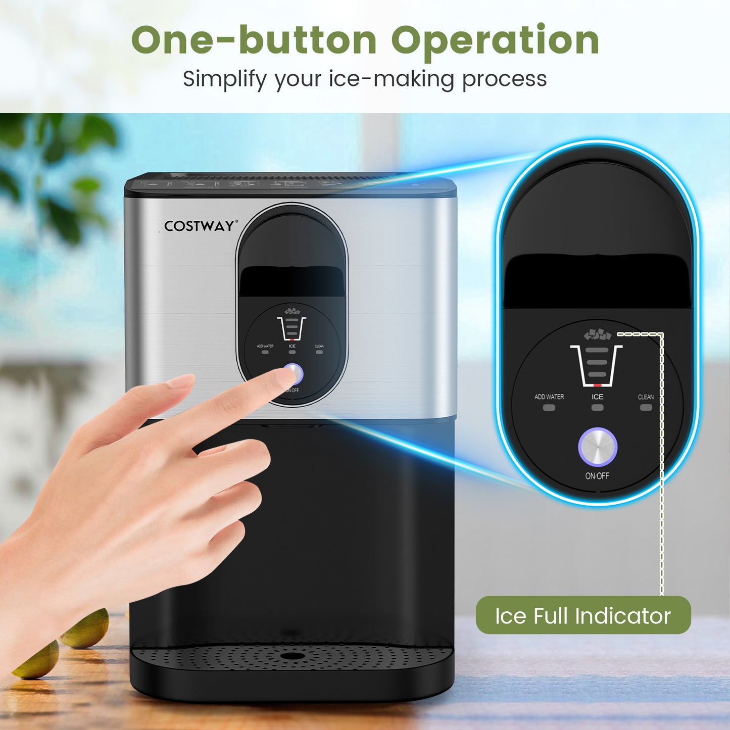 Self Dispensing Nugget Ice Maker Countertop with Soft Chewable Pellet Ice Cubes-Silver Kids Crystal
