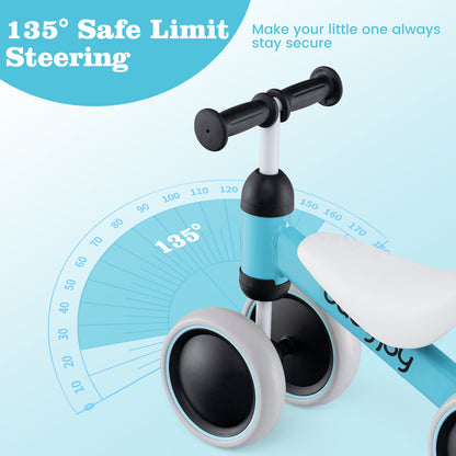 Baby Balance Bike for 2 Years Old Boys Girls No Pedal 4 Wheels-Blue