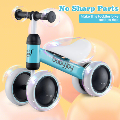 Baby Balance Bike for 2 Years Old Boys Girls No Pedal 4 Wheels-Blue