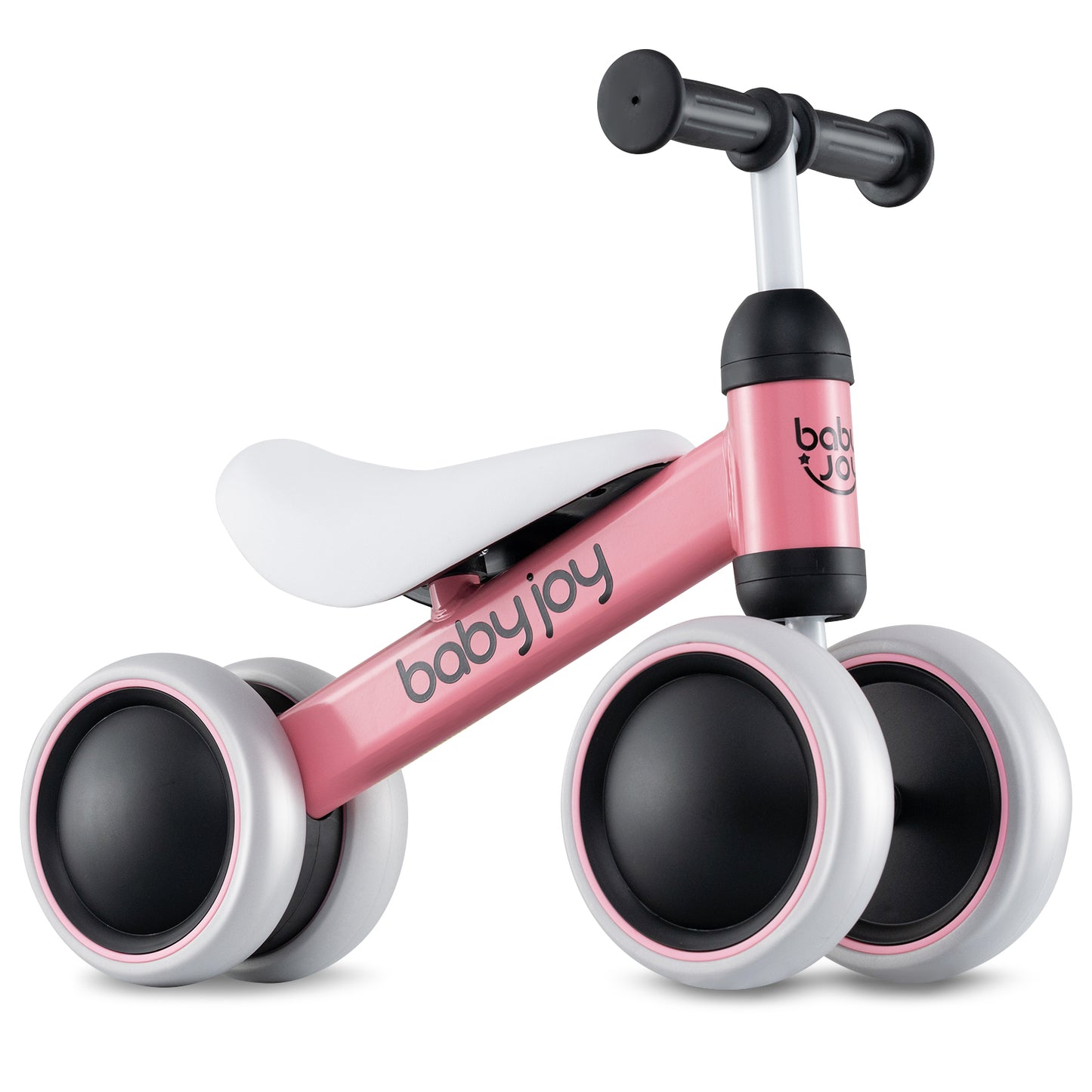 Baby Balance Bike for 2 Years Old Boys Girls No Pedal 4 Wheels-Pink Kids Crystal