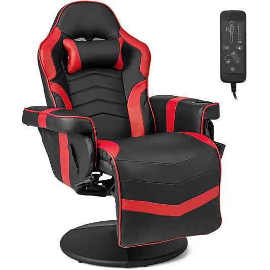 Massage Video Gaming Recliner Chair with Adjustable Height-Red Kids Crystal
