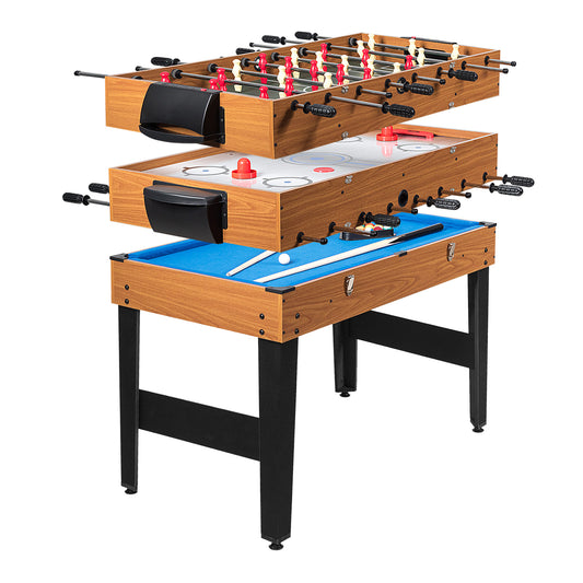 48 Inch 3-In-1 Multi Combo Game Table with Soccer for Game Rooms Kids Crystal