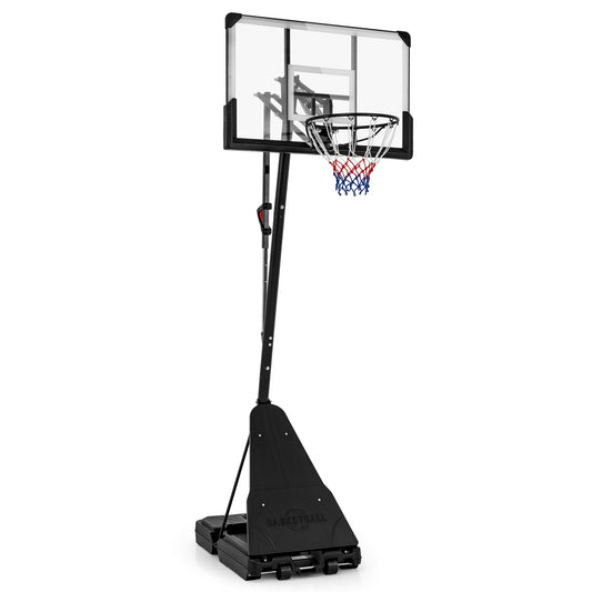 4.9-10 Feet Height Adjustable Portable Basketball Hoop Basketball Goal System Kids Crystal