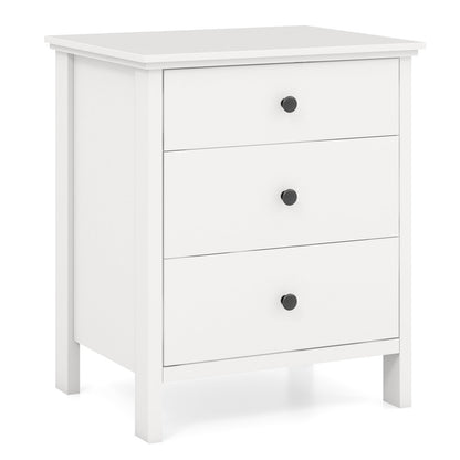 3-Drawer Wooden Nightstand Modern Bedside Table-White