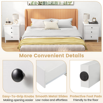 3-Drawer Wooden Nightstand Modern Bedside Table-White