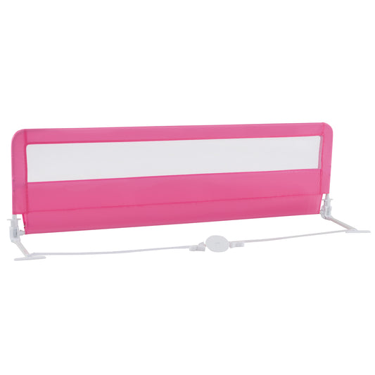 71 Inch Extra Long Swing Down Bed Guardrail with Safety Straps-Pink Kids Crystal