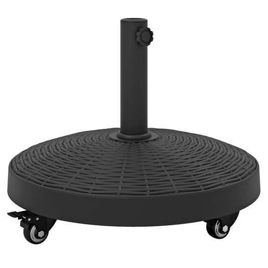50 LBS Patio Wicker Style Resin Umbrella Base Stand Heavy Duty with Wheels Kids Crystal