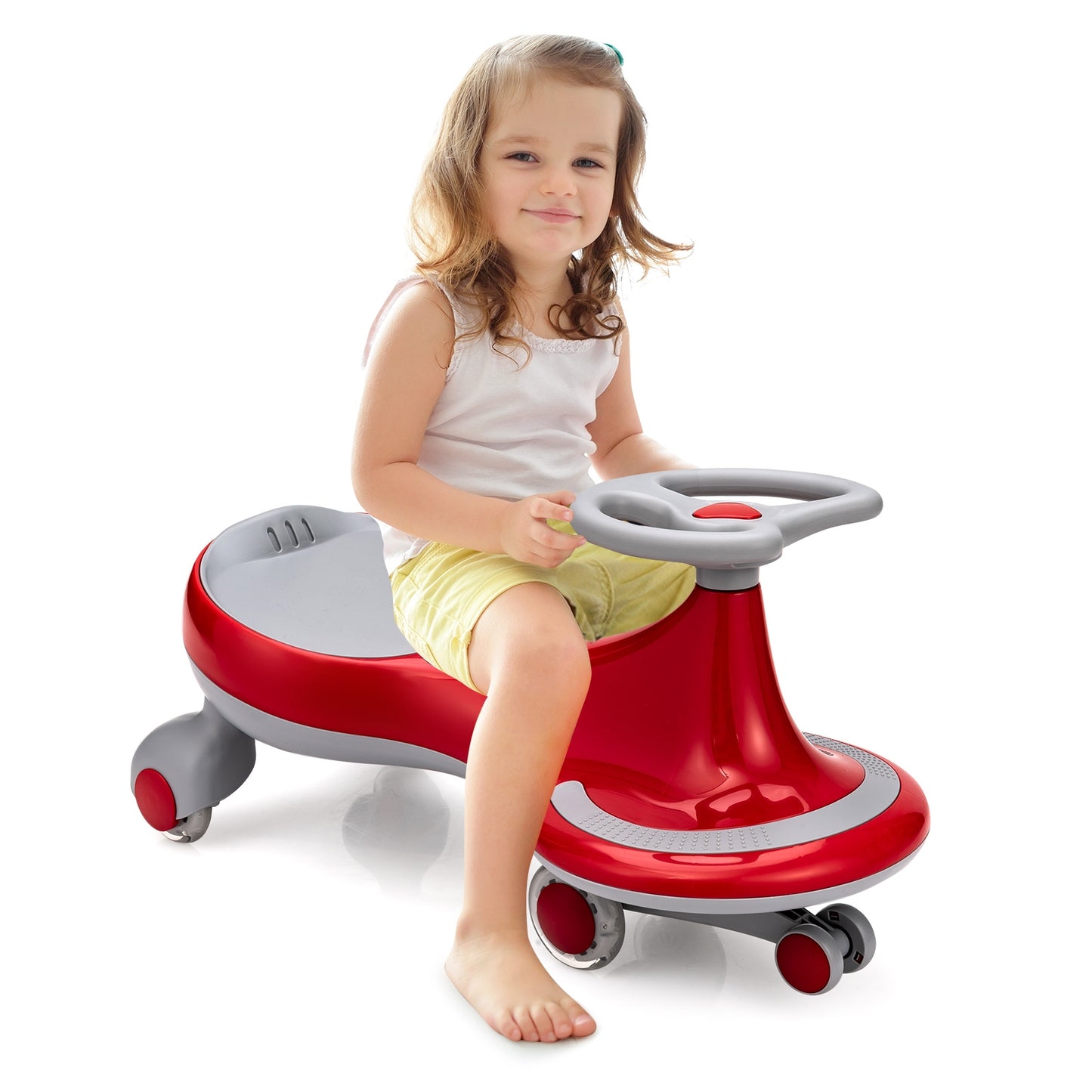 Wiggle Car Ride-on Toy with Flashing Wheels-Red Kids Crystal